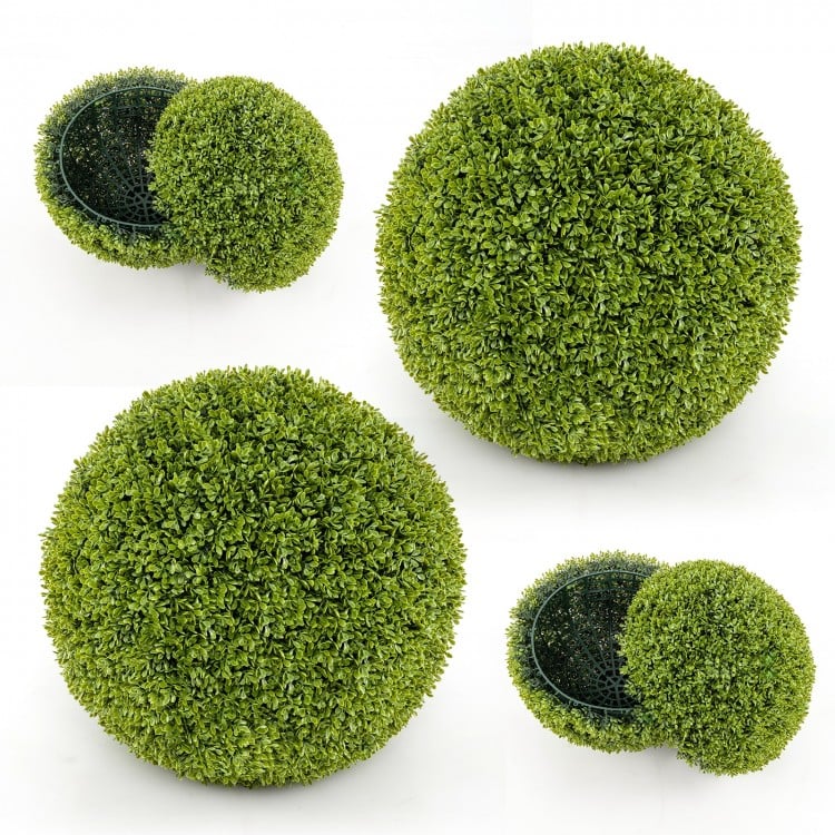 Single 20-inch artificial topiary sphere featuring lifelike boxwood leaves, perfect for versatile outdoor or indoor.