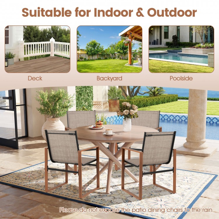 Set of 2 outdoor dining chairs with breathable fabric and ergonomic design, perfect for deck or patio use.