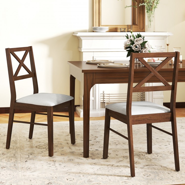 Upholstered side dining chairs set of 2 with rubber wood frame, featuring ergonomic backrest and padded seats for.