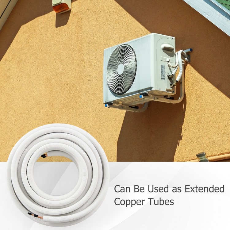 50 feet mini split line set with 1/4" and 3/8" O.D. copper pipes, ideal for air conditioner extensions.