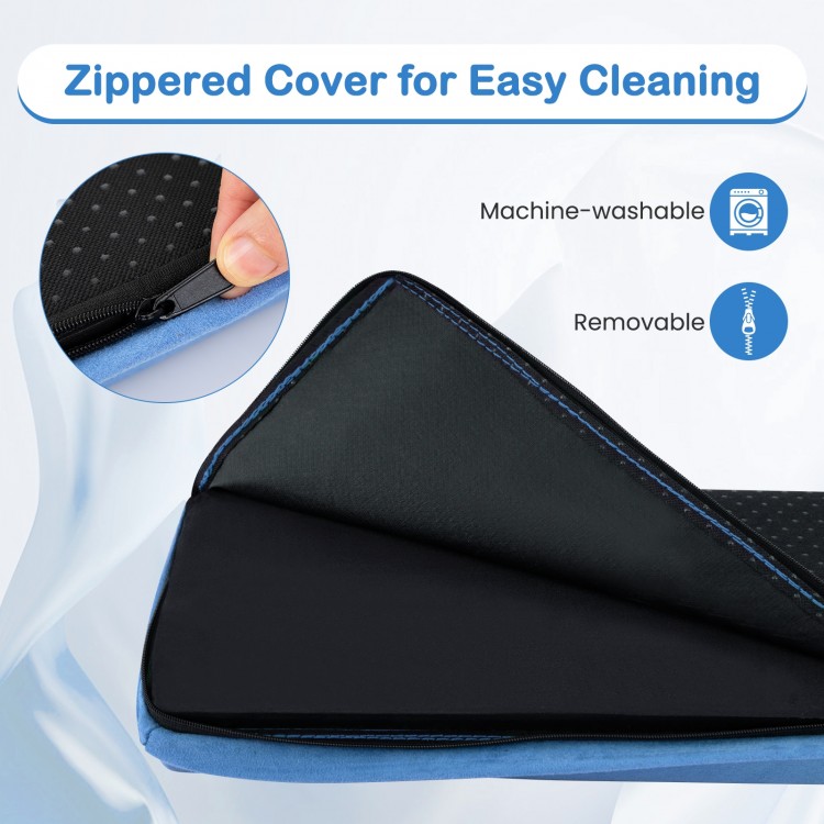 Zippered cover detail of the 7 FT Folding Balance Beam with removable suede cover for easy cleaning and maintenance.