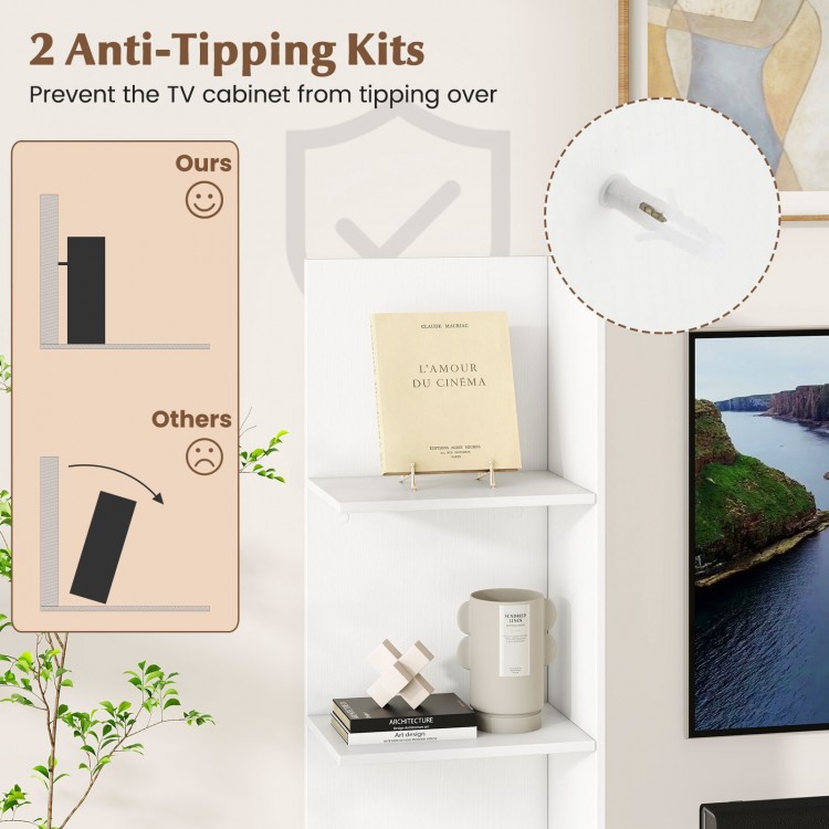 Anti-tipping kit for TV stand, ensuring stability for TVs up to 50 inches, ideal for modern home decor.