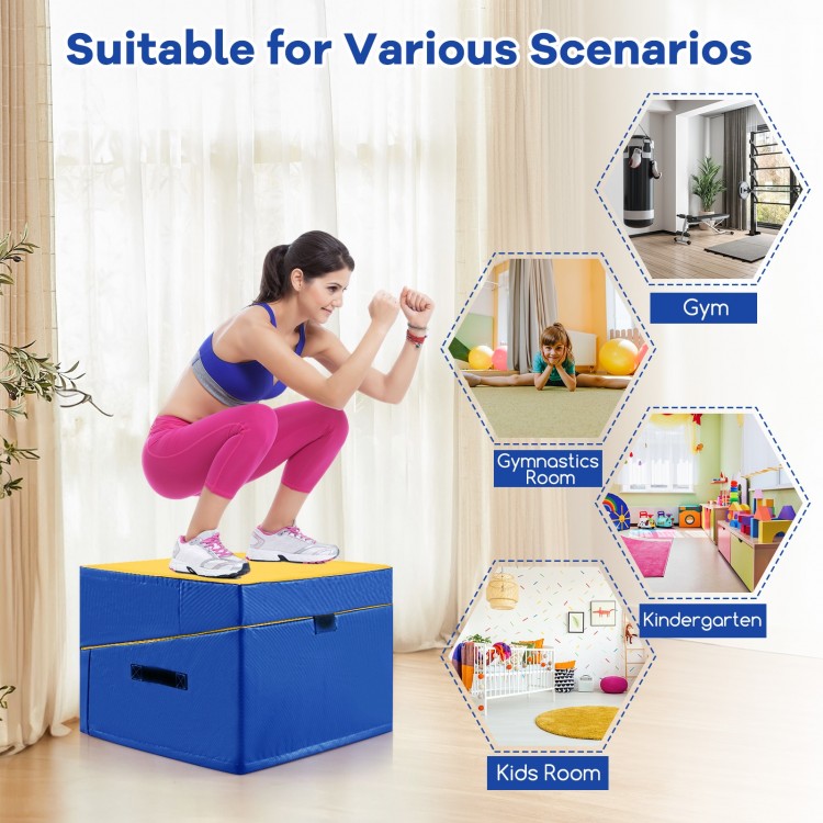 Folding incline yoga gymnastics tumbling mat in yellow with ergonomic design, ideal for gym and kids' room use.