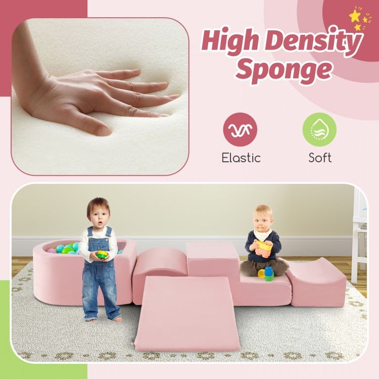 Close-up of the high-density sponge in the pink climb and crawl playset, offering elastic and soft comfort for kids.