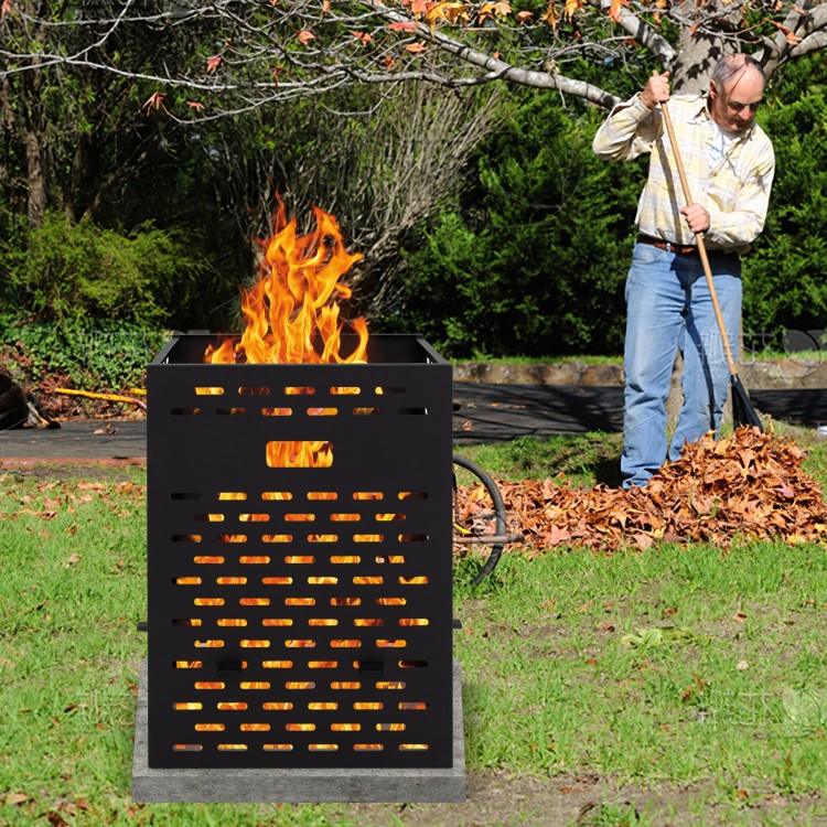 30-inch ultra-thick burn barrel with venting patterns, ideal for disposing of yard waste and enhancing airflow.