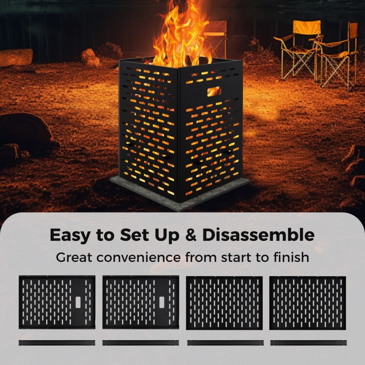 30-inch ultra-thick burn barrel with venting patterns, designed for easy setup and efficient yard waste disposal.