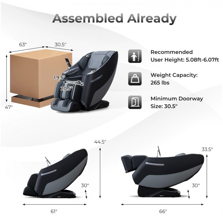 Relaxation 29 Full Body Massage Chair in black, featuring ergonomic design, airbag massage, and waist heating for.