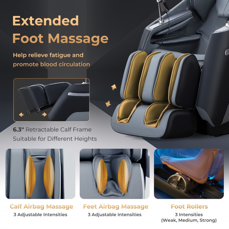 Foot massage feature of the Relaxation 29 massage chair with adjustable intensities for enhanced blood circulation.