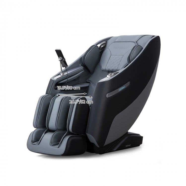 Full body massage chair in black with ergonomic design, waist heating, and airbag massage features for ultimate.