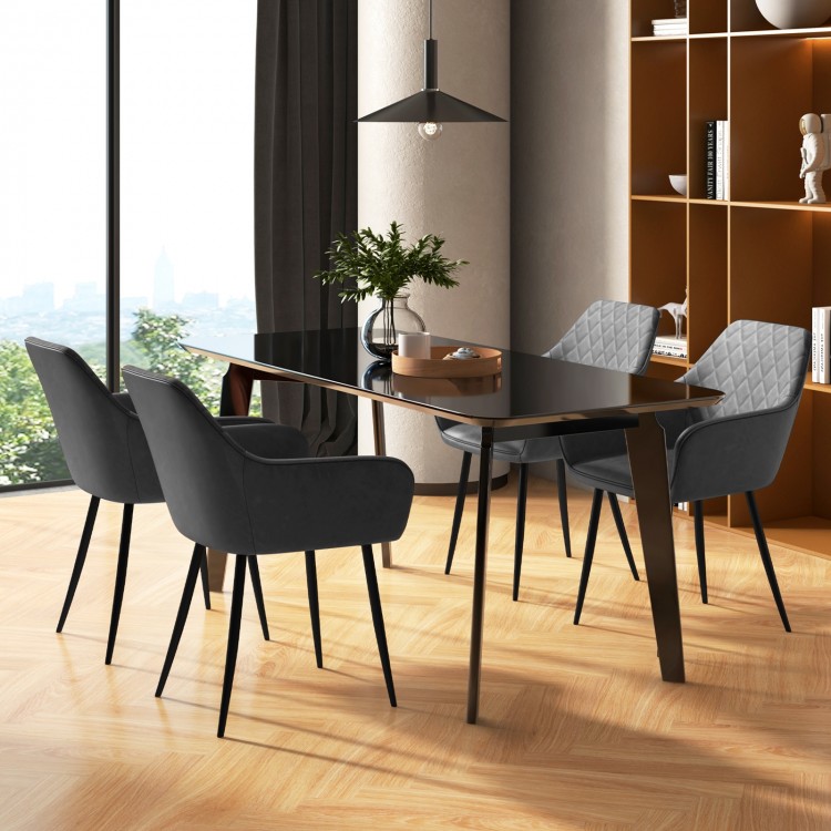 Gray leisure dining chair set with curved backrest and wide seat, perfect for dining or living room use.