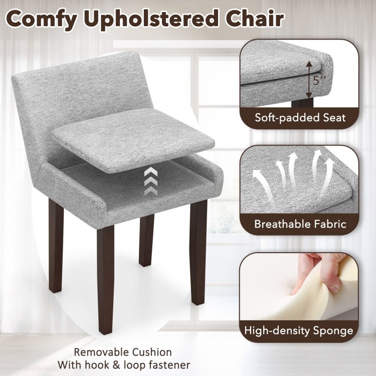 Comfy upholstered chair with a 5" soft-padded seat in gray, featuring a removable cushion for easy maintenance.