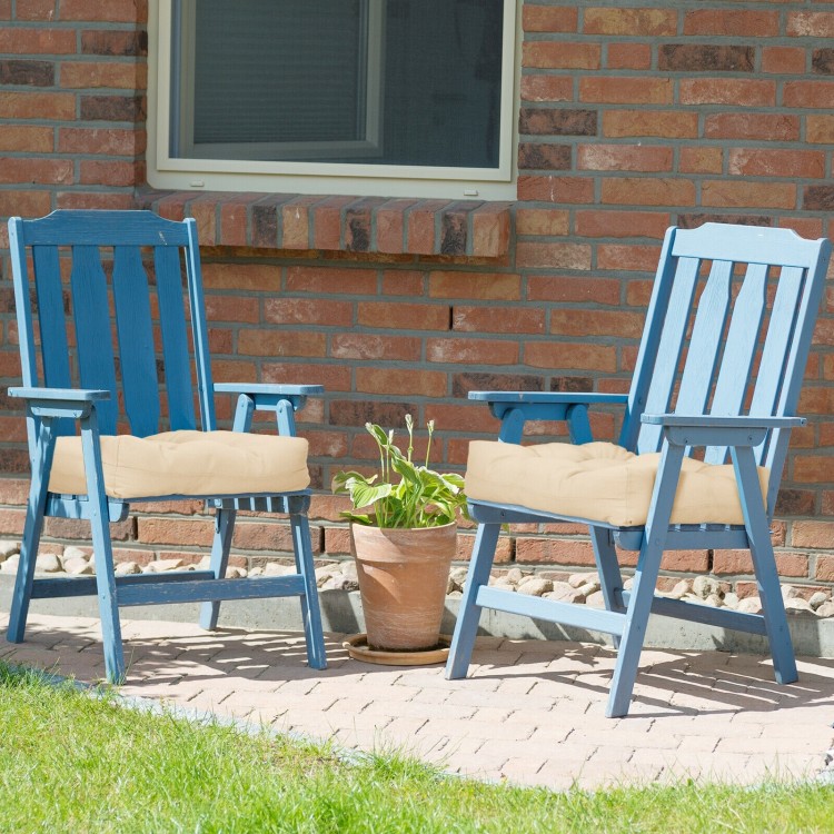 Beige 21-inch patio chair seat cushions with 4" high resilience cotton, ideal for indoor and outdoor comfort.
