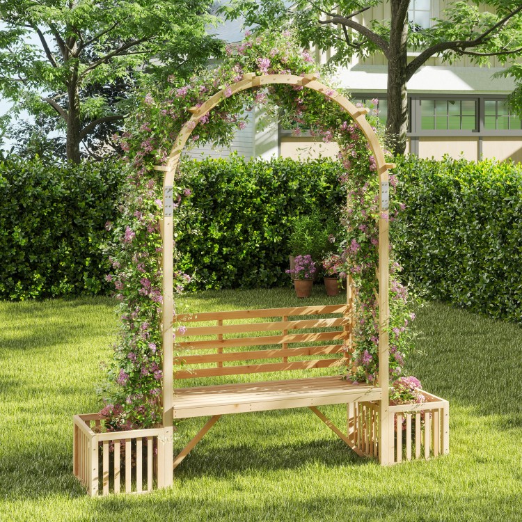 Garden Bench Arbor Arch Wooden Garden Arbor for Climbing Plants - Gallery View 2 of 10