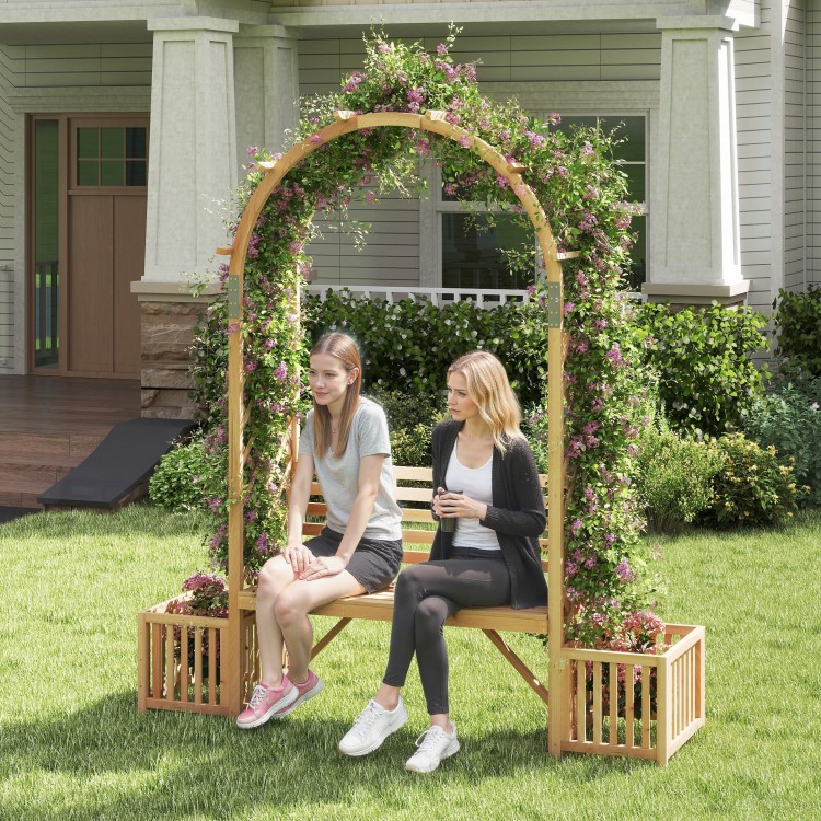Garden Bench Arbor Arch Wooden Garden Arbor for Climbing Plants - Gallery View 3 of 10