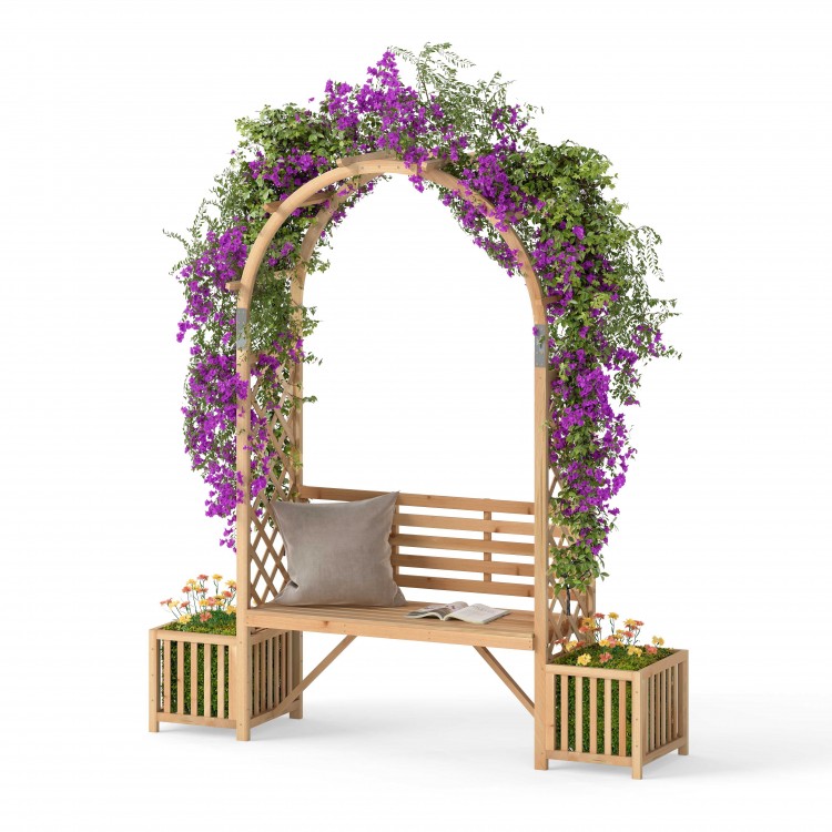 Garden Bench Arbor Arch Wooden Garden Arbor for Climbing Plants - Gallery View 4 of 10