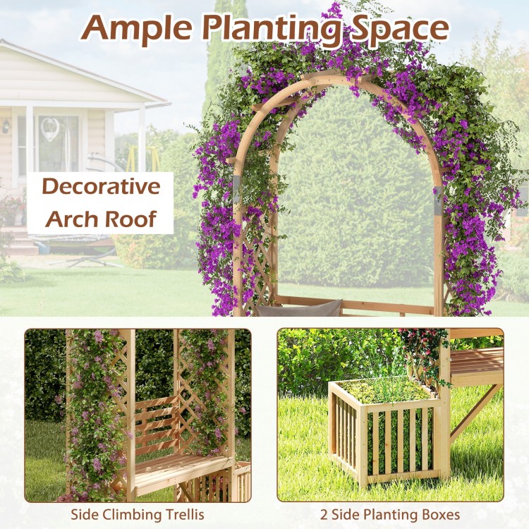 Garden Bench Arbor Arch Wooden Garden Arbor for Climbing Plants - Gallery View 6 of 10