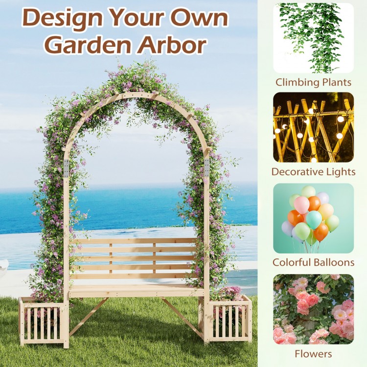 Garden Bench Arbor Arch Wooden Garden Arbor for Climbing Plants - Gallery View 7 of 10