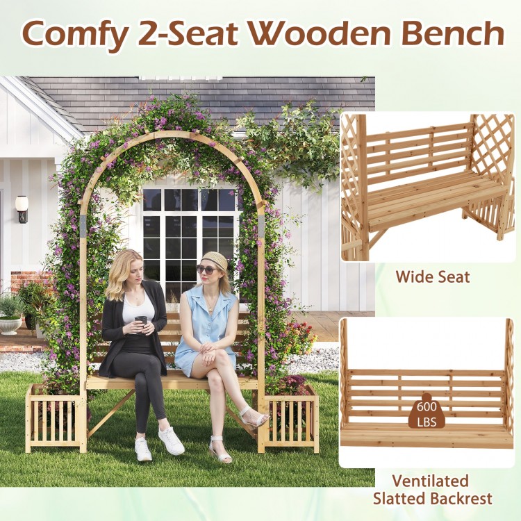 Garden Bench Arbor Arch Wooden Garden Arbor for Climbing Plants - Gallery View 8 of 10