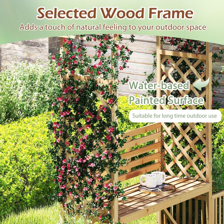 Garden Bench Arbor Arch Wooden Garden Arbor for Climbing Plants - Gallery View 9 of 10