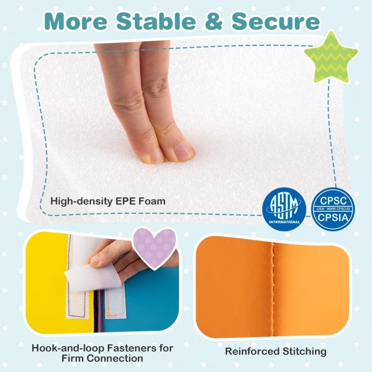 Close-up of high-density EPE foam from 6-piece soft play climbing blocks, featuring reinforced stitching and.