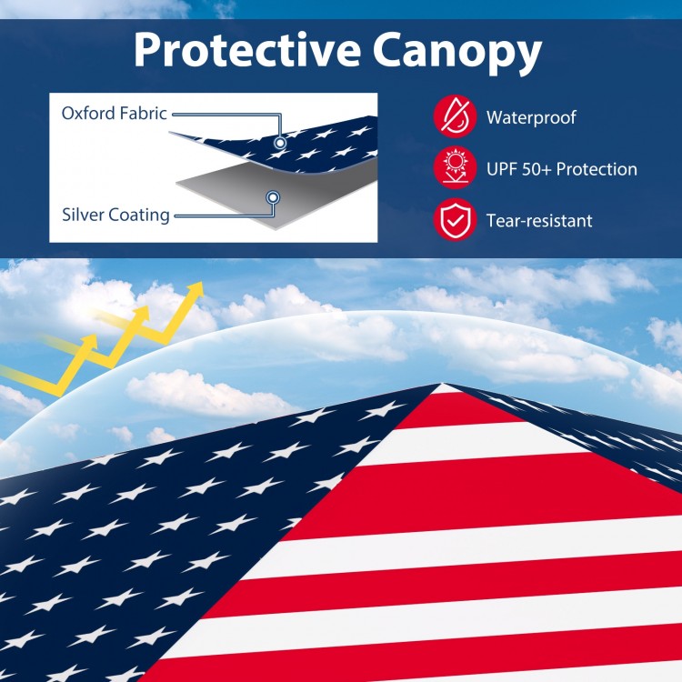 Multicolor 6.6 x 6.6 feet outdoor pop-up canopy tent with UPF 50+ protection, made of tear-resistant oxford fabric.