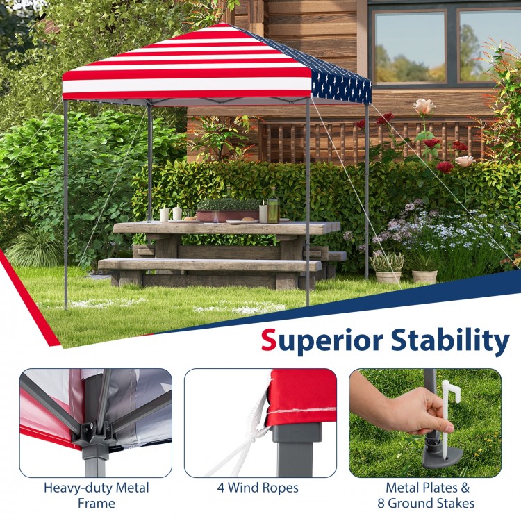 Outdoor pop-up canopy tent with multicolor design, heavy-duty metal frame, and UPF 50+ sun protection for events.