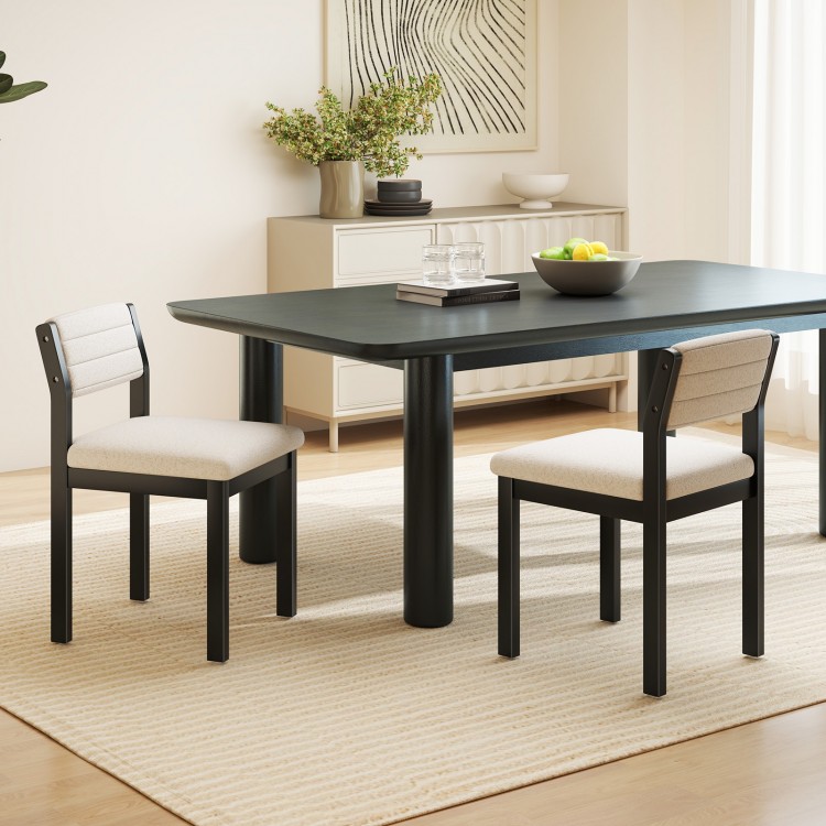 Set of 2 armless dining chairs with sherpa upholstery and rubber wood frame, perfect for dining rooms or studies.
