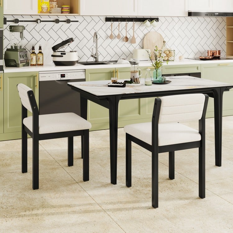 Set of 2 Sherpa upholstered armless dining chairs with wood frame, featuring a padded seat and ergonomic backrest for.