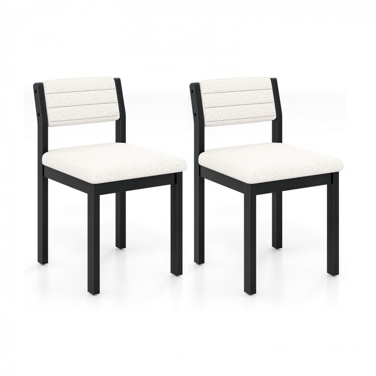 Set of 2 white dining chairs with sherpa upholstery and rubber wood frame, ideal for dining rooms and studies.