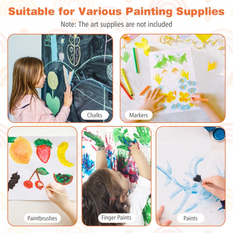 3-in-1 art easel for kids featuring a chalkboard and whiteboard, suitable for various painting supplies and creative.