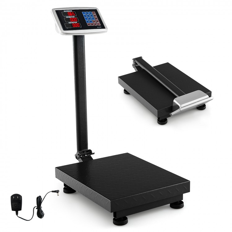 Digital platform scale with price calculator, sturdy metal construction, and user-friendly LED screen for versatile use.