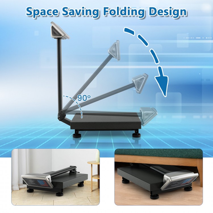 Folding design of the Computing Digital Platform Scale with Price Calculator for easy storage and portability.