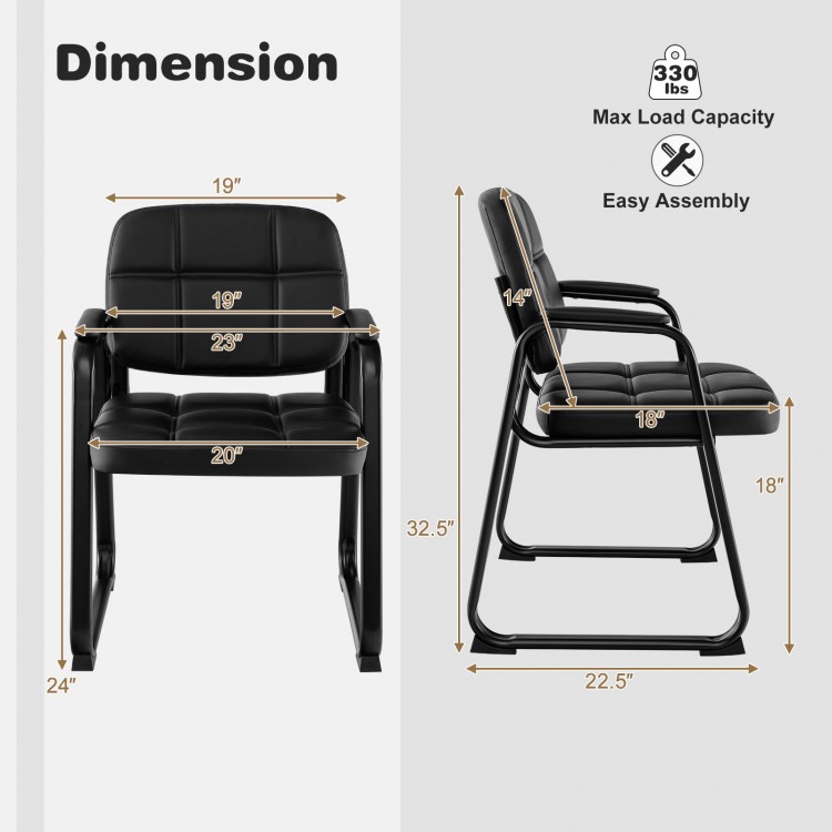 Upholstered black waiting room chair with armrests, ergonomic backrest, and 330 lbs capacity, ideal for various.