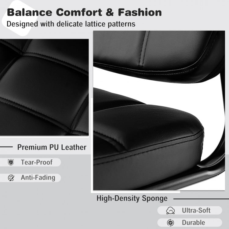 Close-up of the upholstered waiting room chair in black, featuring premium PU leather and high-density sponge for.