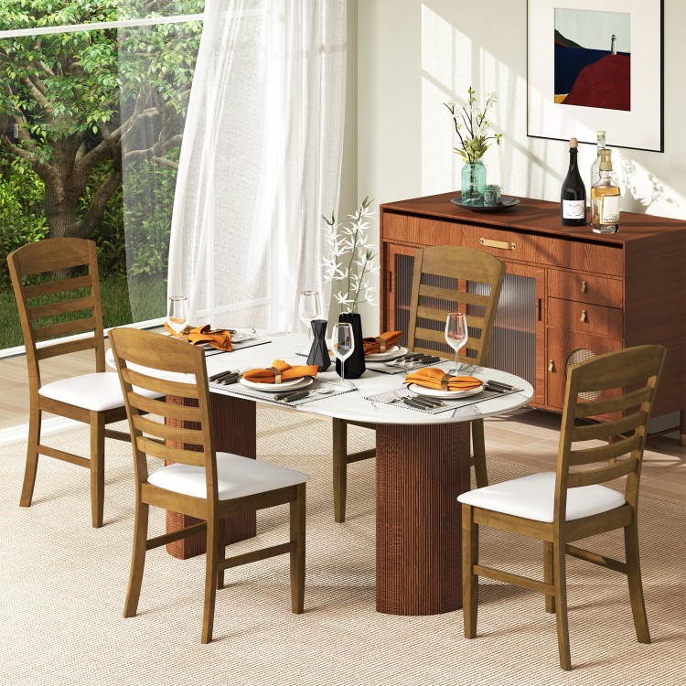 Walnut dining chairs set of 2 with rubber wood frame and padded seat, perfect for kitchen or dining room use.