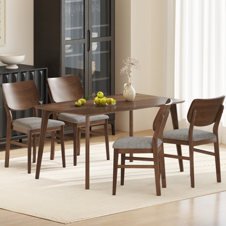 Farmhouse upholstered kitchen chairs set of 2 with rubber wood frame and gray padded seats for comfortable dining.