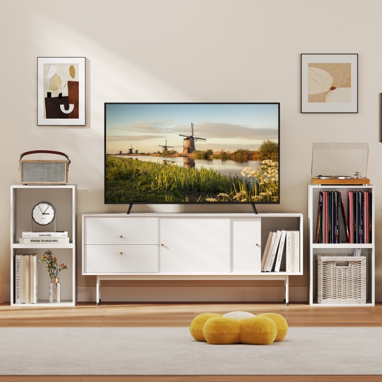 White cube storage organizer with modular design, showcasing a stylish shelving unit for versatile home organization.
