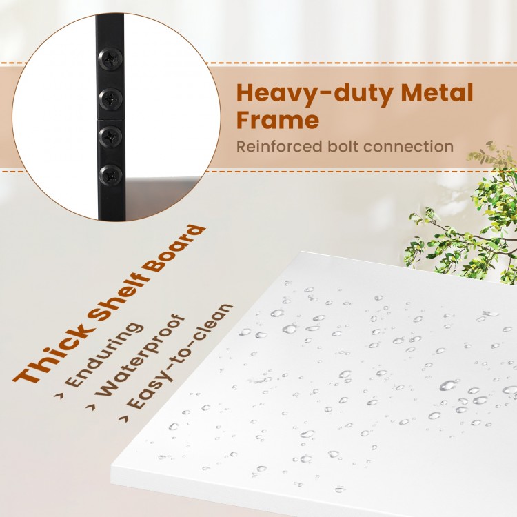 5-tier narrow bookcase with heavy-duty metal frame, thick waterproof shelf board, and storage drawer for small spaces.
