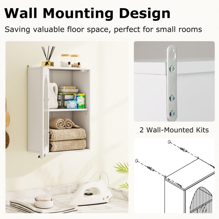 Bathroom wall cabinet with tempered glass door, adjustable shelf, and wall-mounted kits for space-saving storage.