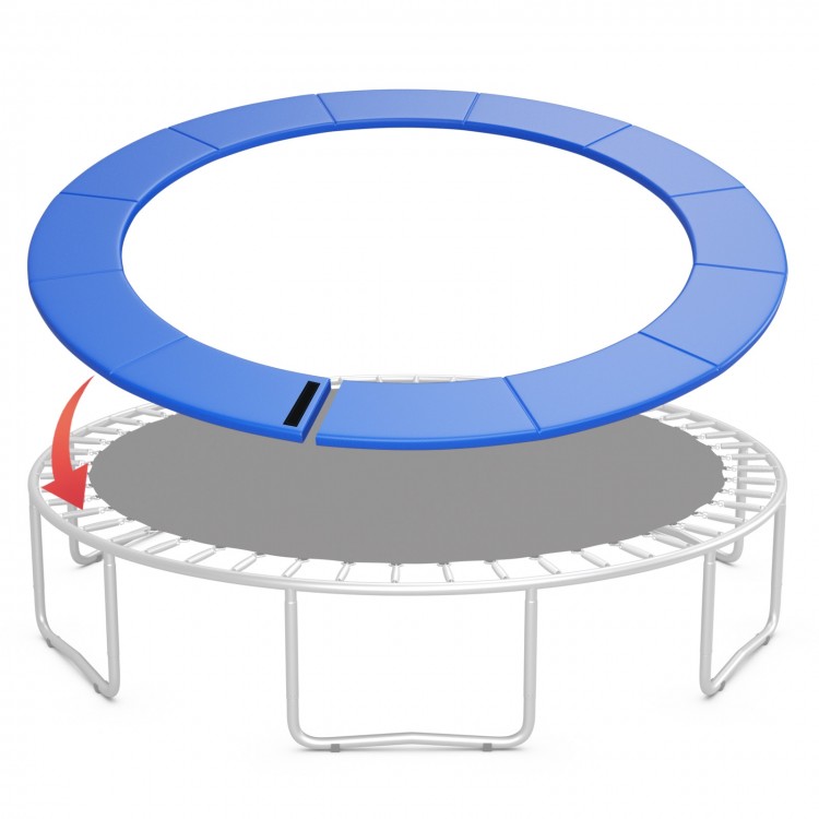 Blue 8 feet trampoline safety pad replacement with fixing straps, featuring anti-tear foam for edge-to-edge protection.