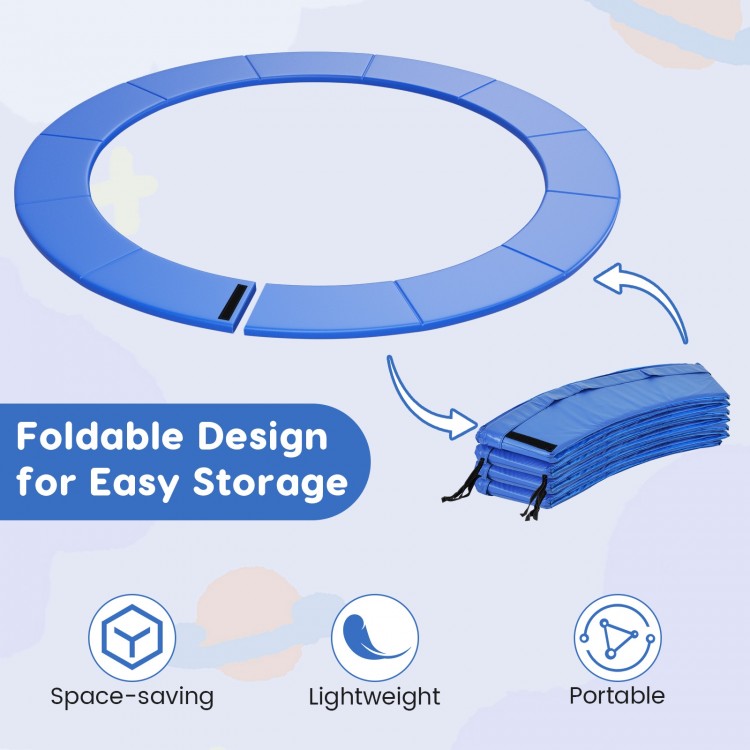Blue 8 feet trampoline pad replacement with fixing straps, featuring a foldable design for easy storage and.