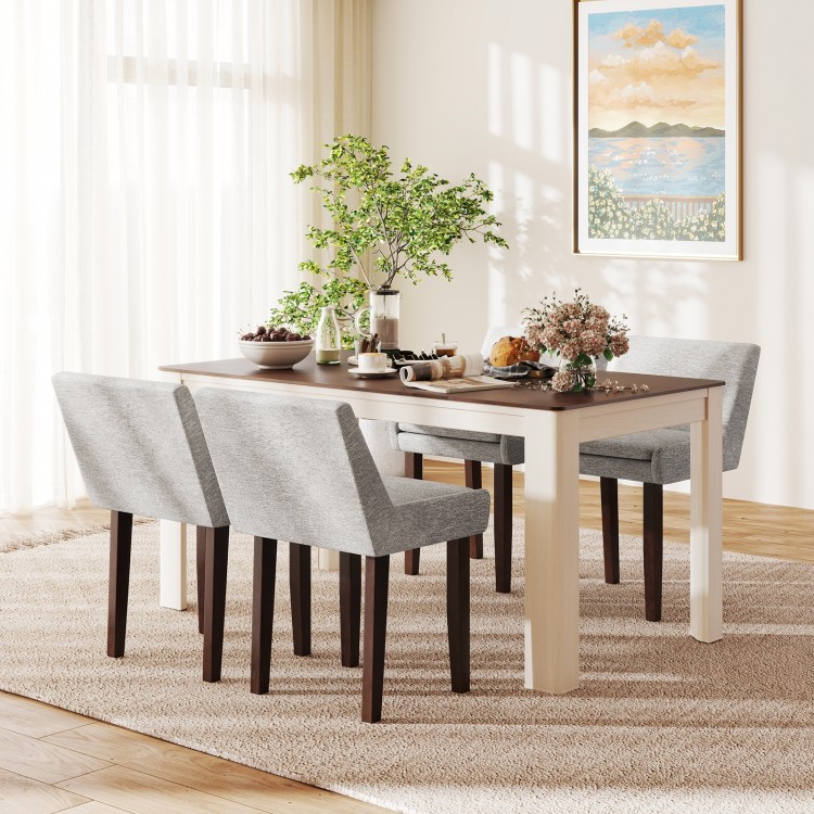 Gray upholstered leisure chair set of 2 with solid rubber wood legs, ideal for modern dining or living room decor.