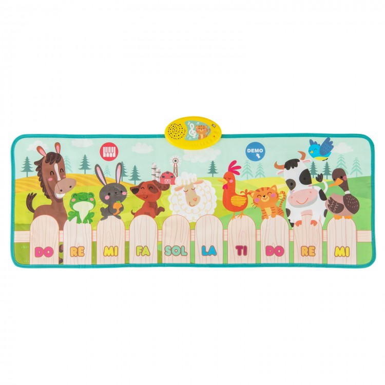 Kids musical mat featuring animal sounds and piano keys, designed for safe, fun play and educational development.