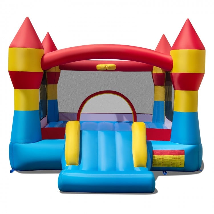 3-in-1 kids bouncer with slide, large jumping area, and basketball hoop for outdoor fun and parties.