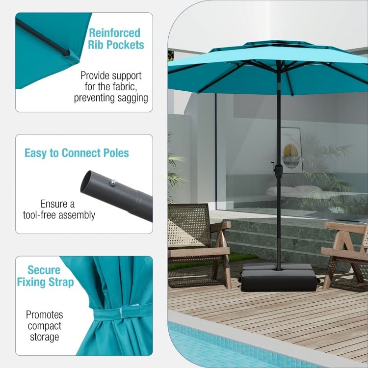 10 ft 3-tier Vented Patio Umbrella with Push Button Tilt - Gallery View 10 of 10