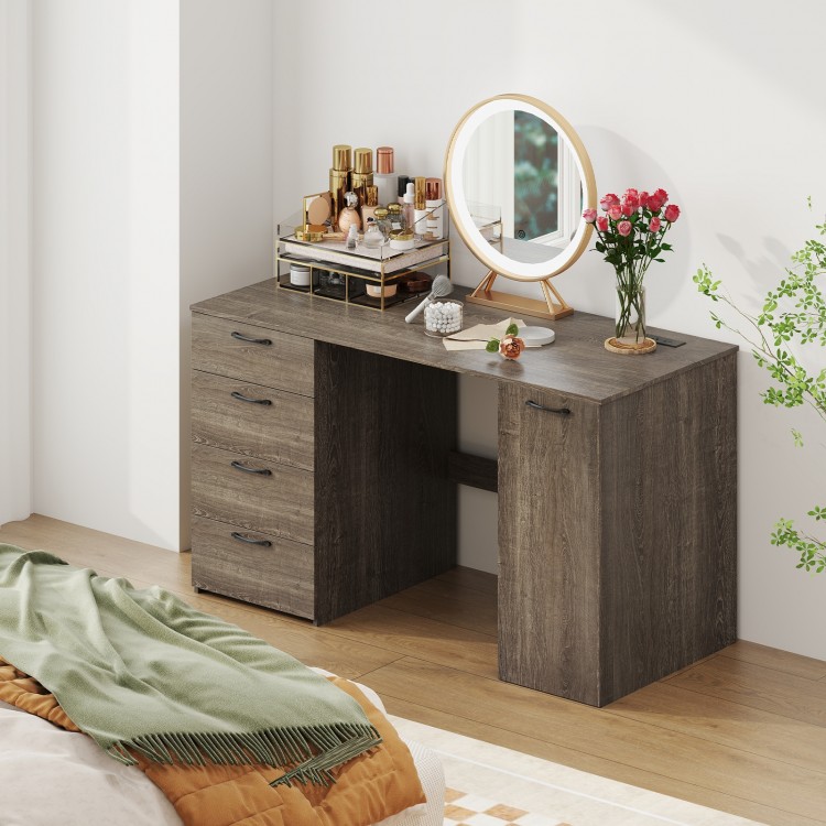 53 Inches Computer Desk with Power Outlets and 4 Storage Drawers - Gallery View 6 of 10