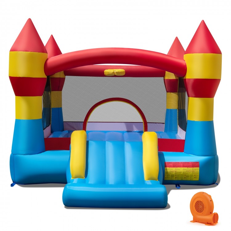 3-in-1 kids bouncer with slide and basketball hoop, made of durable 420D oxford cloth, perfect for outdoor fun.