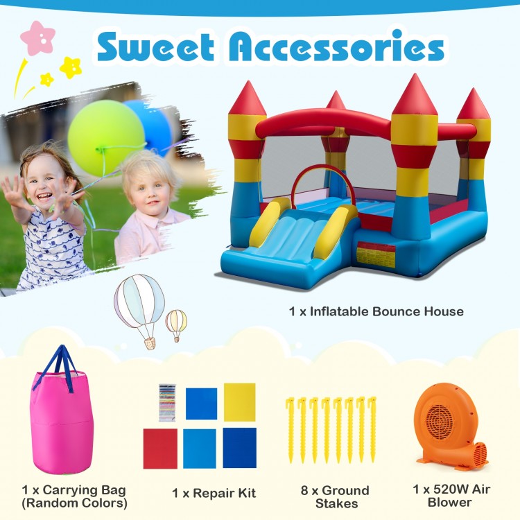 3-in-1 inflatable bounce house with slide, featuring a large jumping area and mesh walls for safety, perfect for.