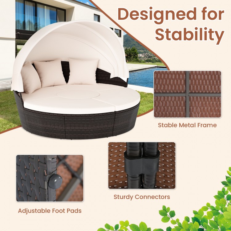Patio Round Daybed with Retractable Canopy - Gallery View 9 of 10
