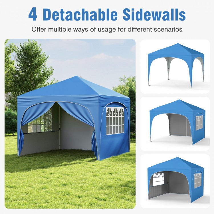 10 X 10 FT Pop up Canopy Tent with 4 Removable Sidewall - Gallery View 6 of 10